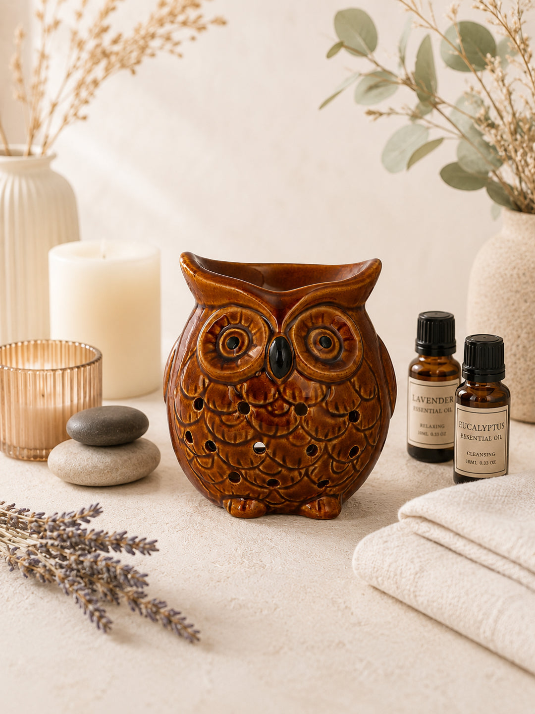 Brown Ceramic Owl Aroma OilDiffusers