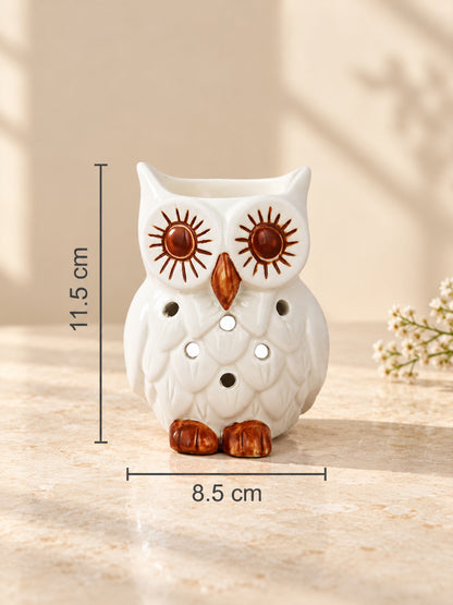 White & Brown Textured Owl Ceramic Aroma OilDiffusers