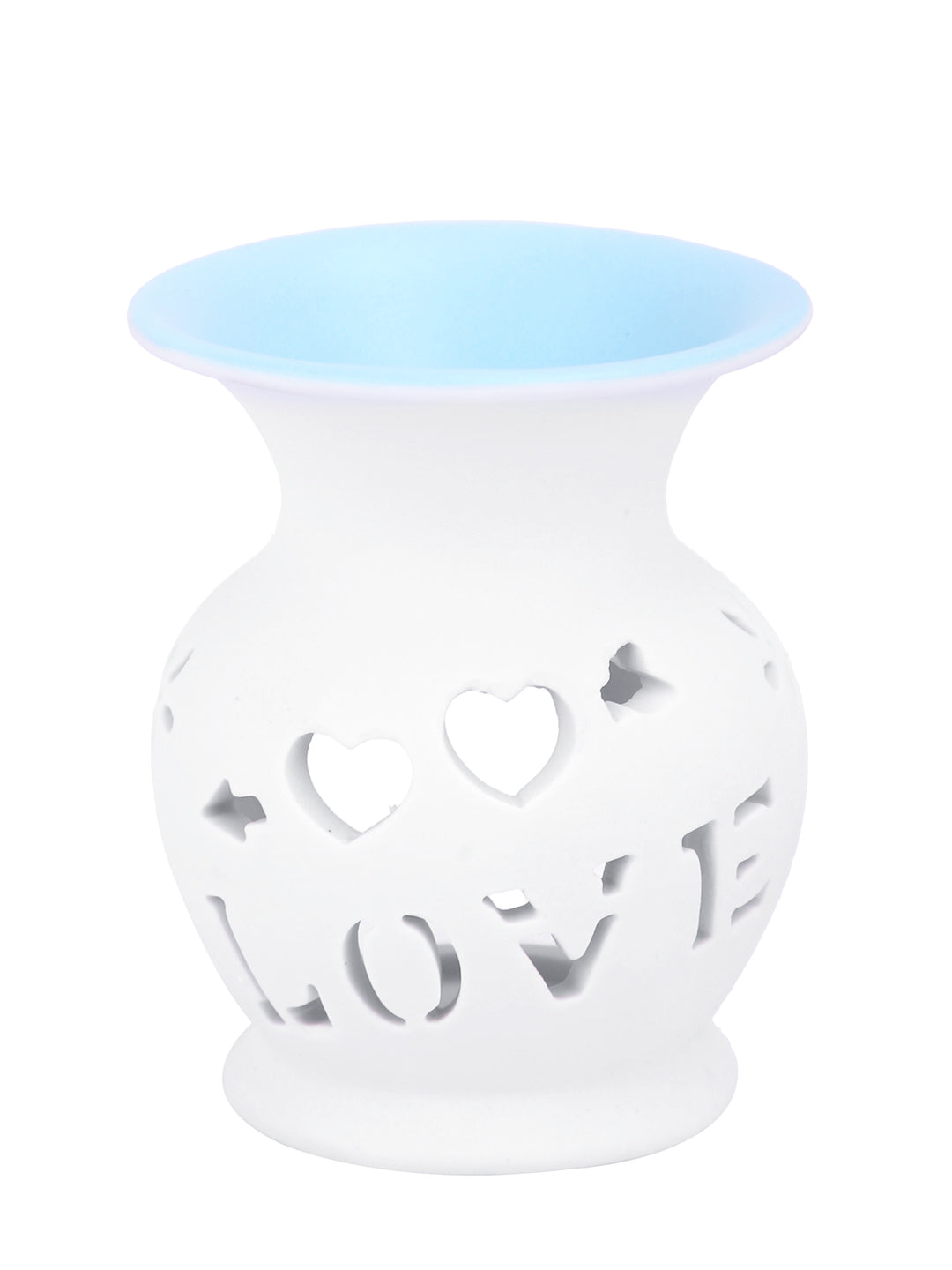 Blue LOVE Cutout Ceramic Oil Burner Aromatherapy Tealight Lamp