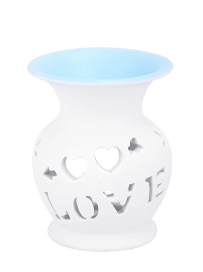 Blue LOVE Cutout Ceramic Oil Burner Aromatherapy Tealight Lamp