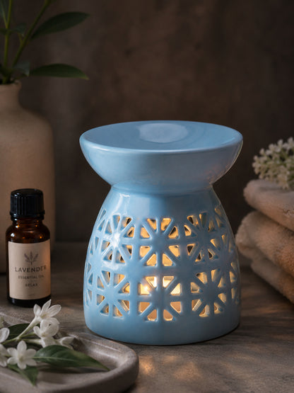 Artisanal Sky Blue Ceramic Oil Burner For Sophisticated Homes