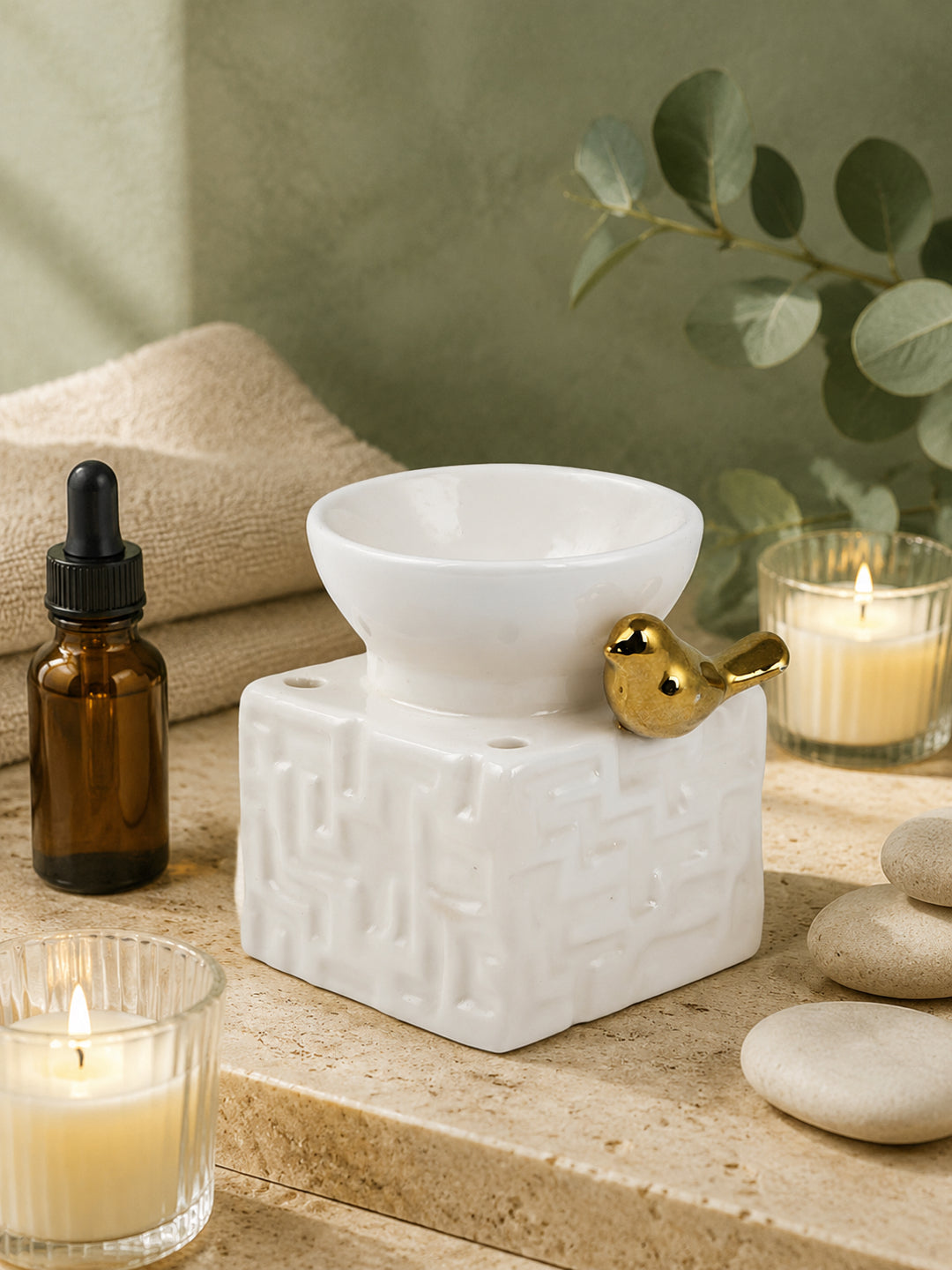 White Textured Ceramic Aroma OilDiffusers