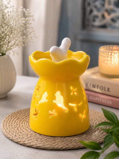 Meadow Yellow & White Textured Ceramic Aroma Oil Diffusers