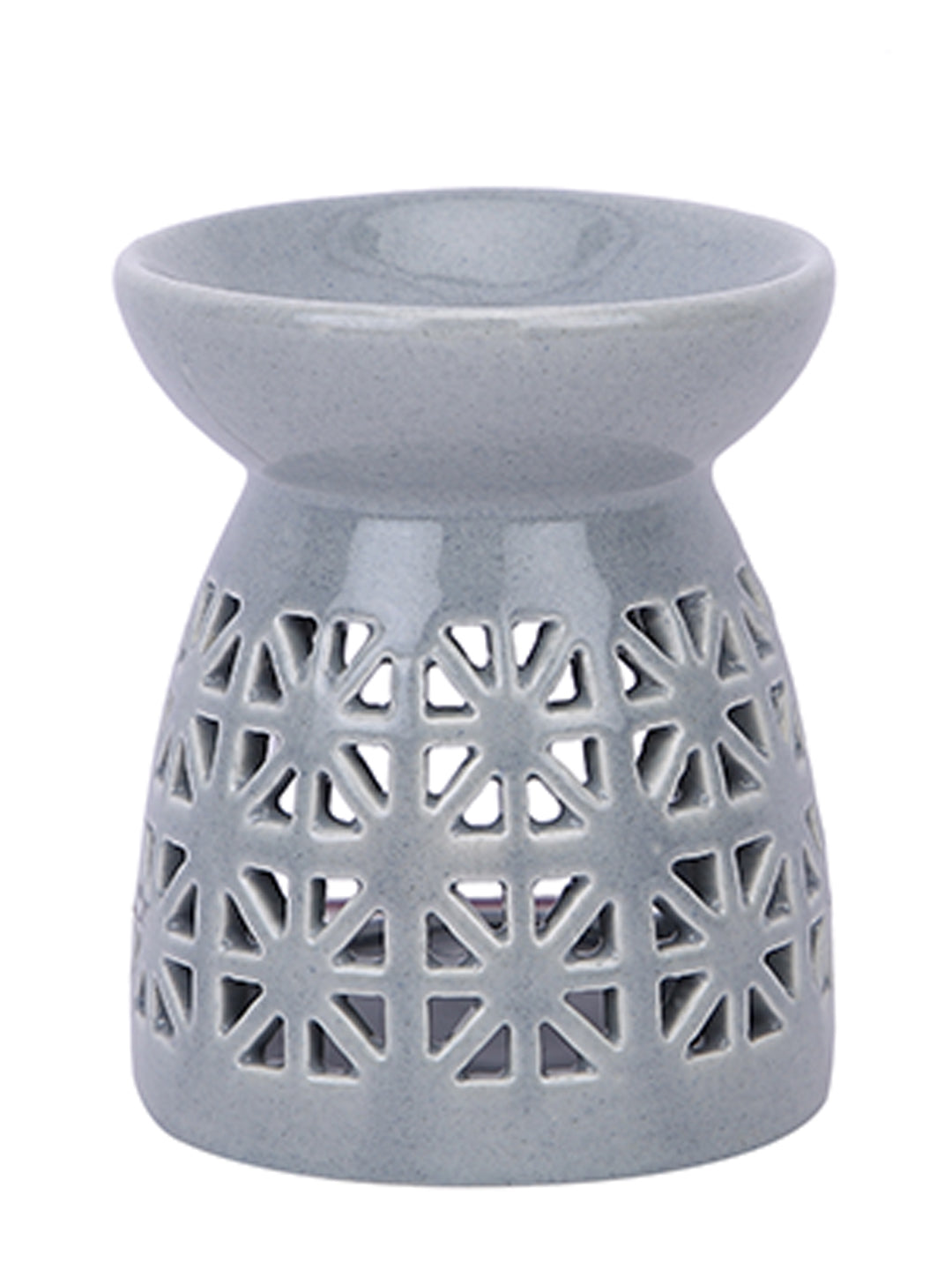 Modern Minimalist Ceramic Oil Burner With Intricate Geometric Cutwork