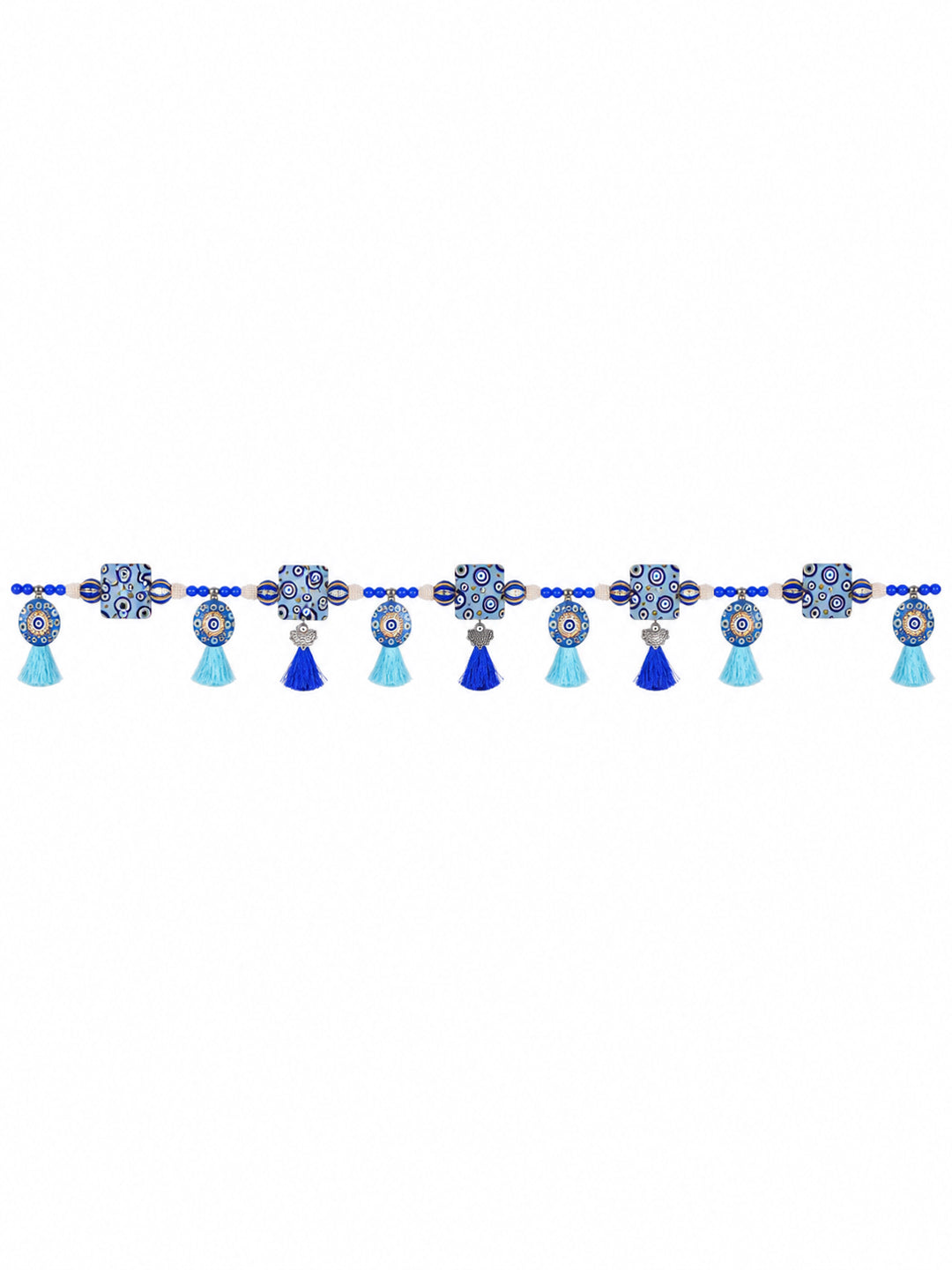 Evil Eye Protection Toran with Blue Tassels