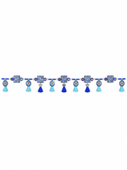 Evil Eye Protection Toran with Blue Tassels