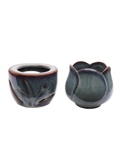 Artisanal Glazed Floral Ceramic Essential Oil Diffuser Luxury Ornament