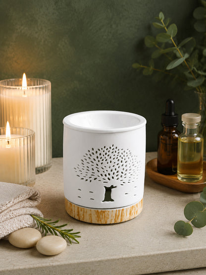 White & Beige Textured Ceramic Aroma OilDiffusers