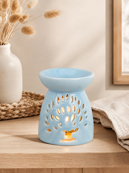 Artisan Crafted Pastel Blue Ceramic Essential Oil Burner Decor