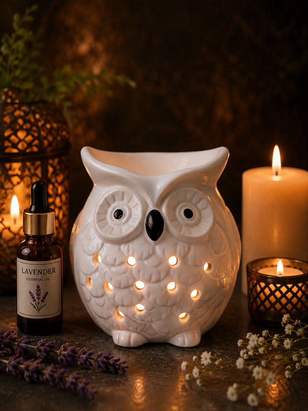 White & Black Ceramic Owl Aroma OilDiffusers