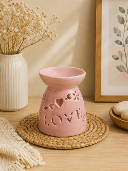 Artisanal Pastel Pink Ceramic Oil Burner For Sophisticated Homes