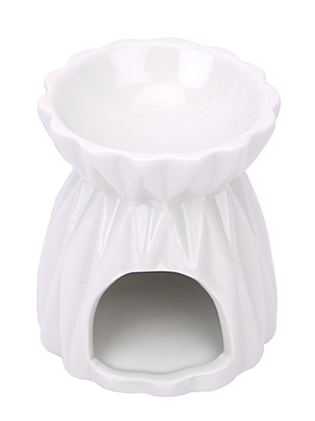 Artisanal Fluted Ceramic Oil Diffuser Featuring Elegant Gold Detail