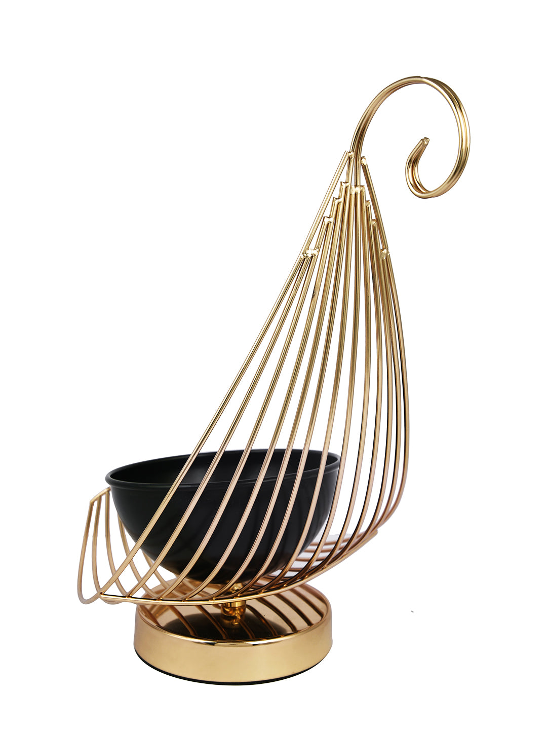 Gold Metal Hanging Candle Holder with Black Bowl