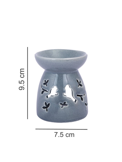 Grey Ceramic Delicate Bird & Butterfly Aroma Oil Burner