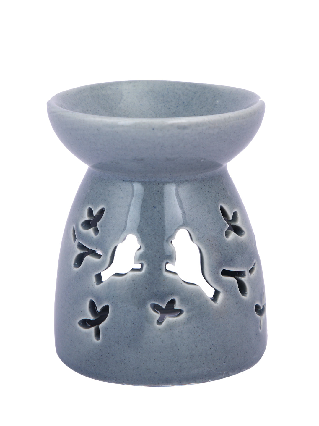 Grey Ceramic Delicate Bird & Butterfly Aroma Oil Burner