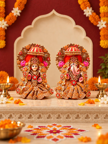 Pink & Purple Lakshmi Ganesh Idol Set