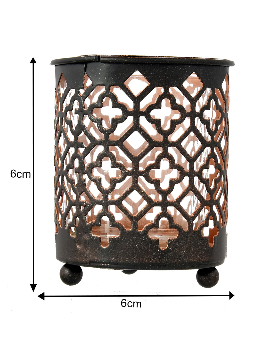 Moroccan Jali Tealight Lantern Black Metal Gold Interior Decor