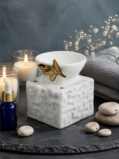 White & Yellow Textured Ceramic Aroma OilDiffusers