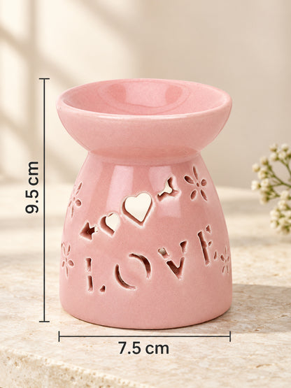 Artisanal Pastel Pink Ceramic Oil Burner For Sophisticated Homes