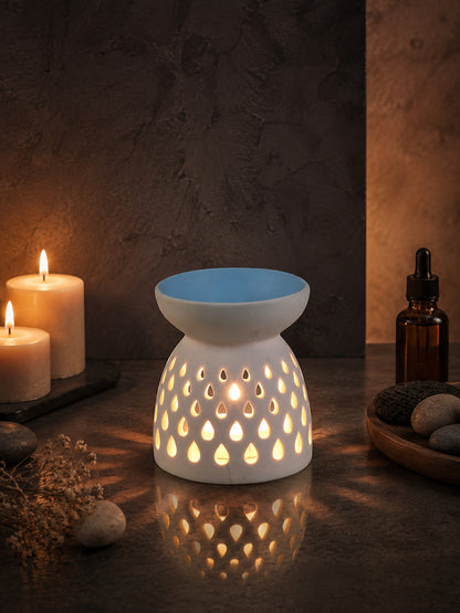 White & Blue Textured Ceramic Aroma OilDiffusers