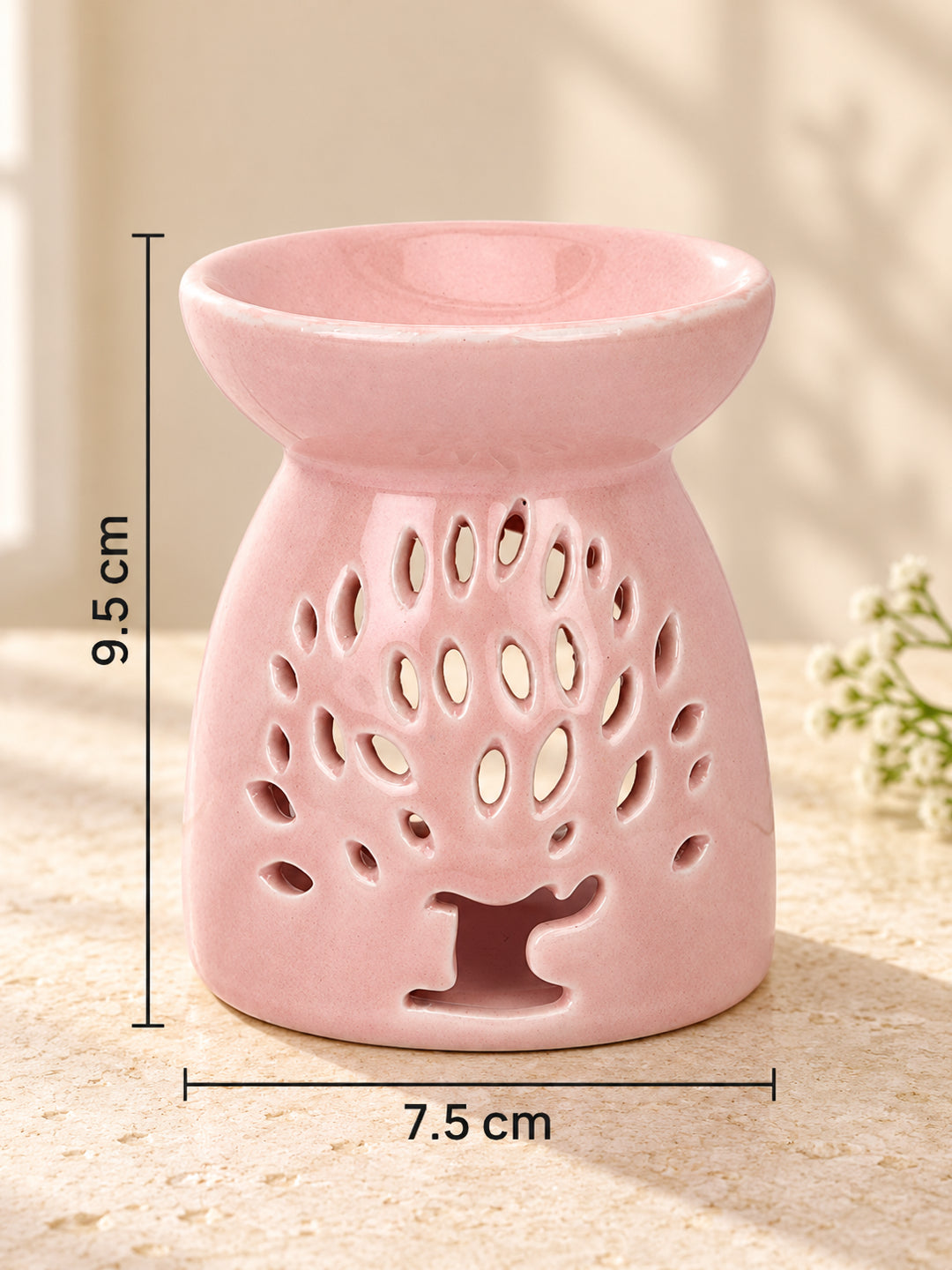 Artisanal Pink Ceramic Oil Burner For Sophisticated Home Fragrance