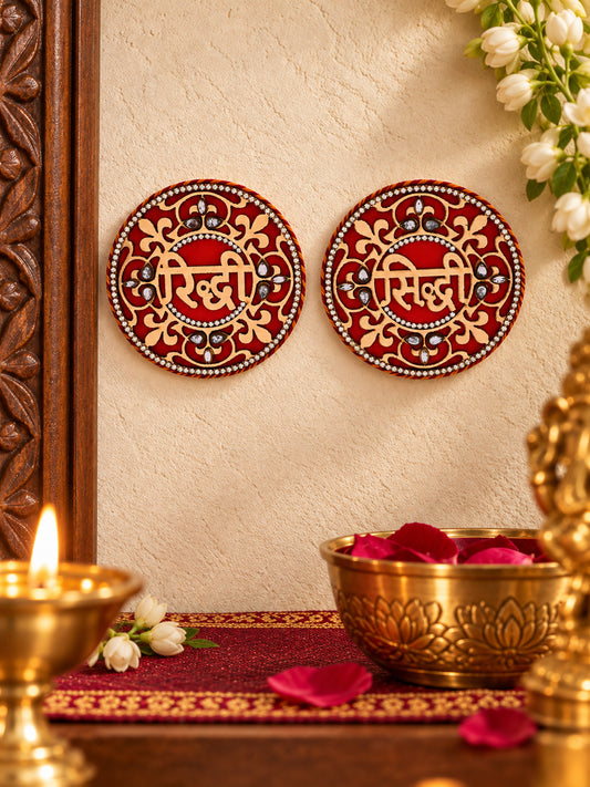 Laser-Cut Ridhi Shidhi Pair with Kundan Detailing â€“ Ethnic Wall Art