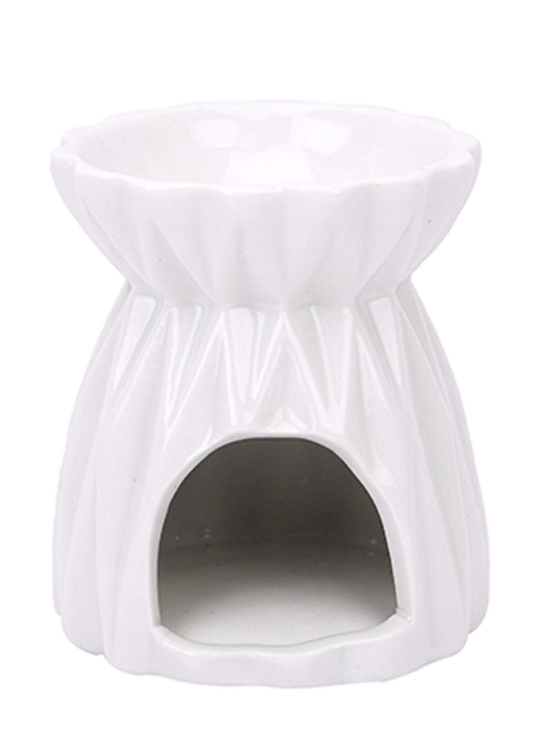 Artisanal Fluted Ceramic Oil Diffuser Featuring Elegant Gold Detail