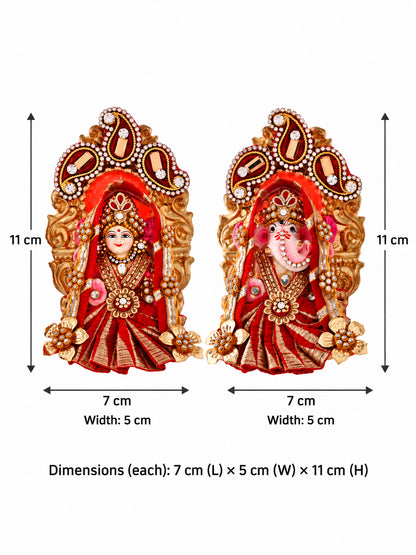 Red & Golden Lakshmi Ganesh Idol Set