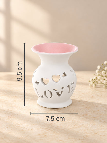 Pink LOVE Cutout Ceramic Oil Burner Tealight Aroma Diffuser