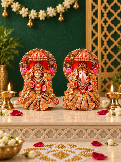 Pink & Purple Lakshmi Ganesh Idol Set