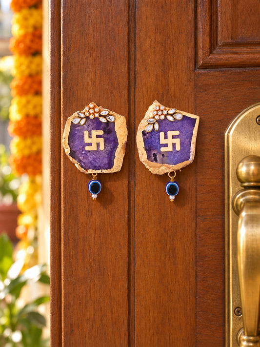 Swastik Purple Agate Hanging