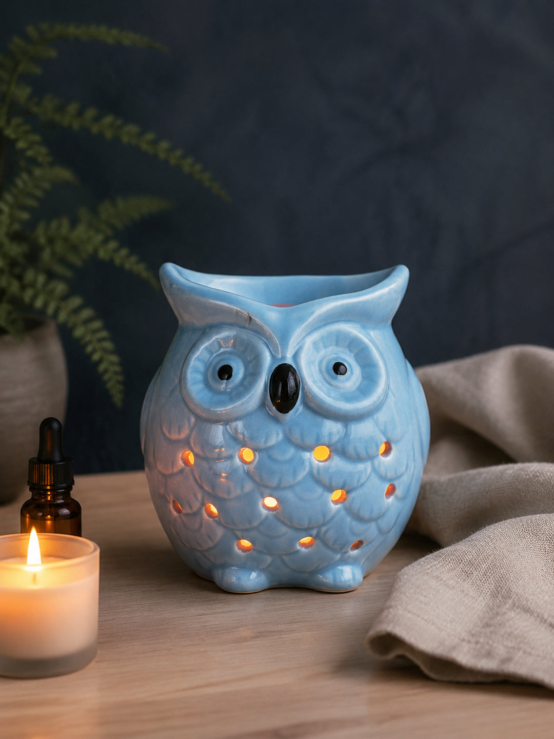Blue & Black Ceramic Owl Aroma OilDiffusers