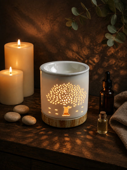 White & Beige Textured Ceramic Aroma OilDiffusers