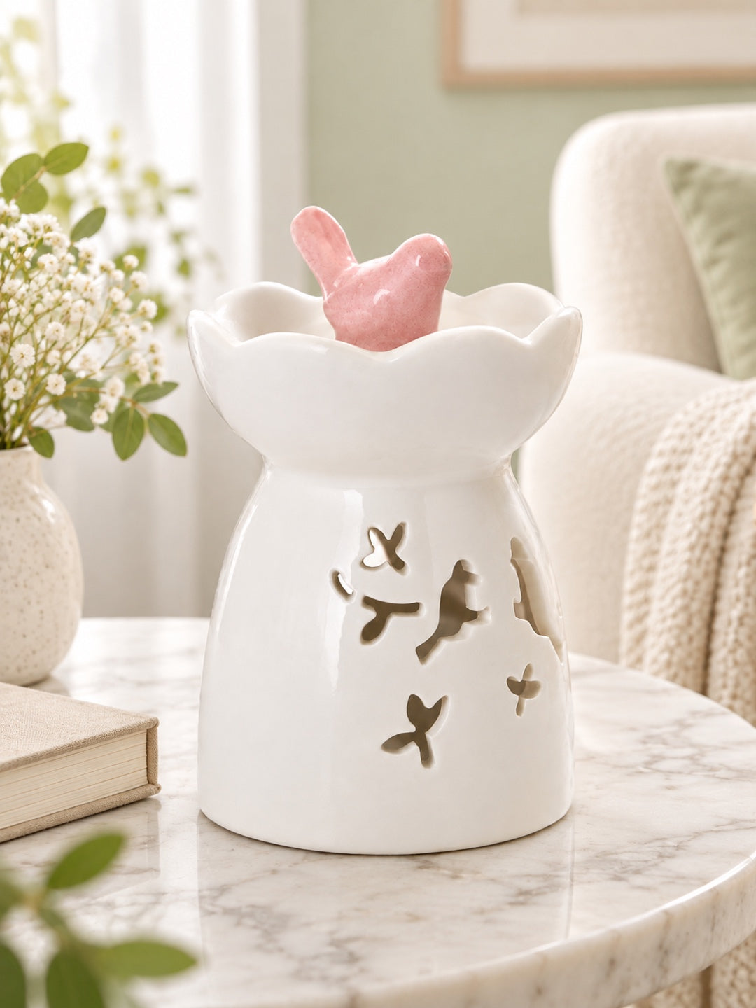White & Pink Textured Ceramic Aroma OilDiffusers