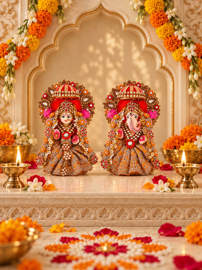 Pink & Purple Lakshmi Ganesh Idol Set