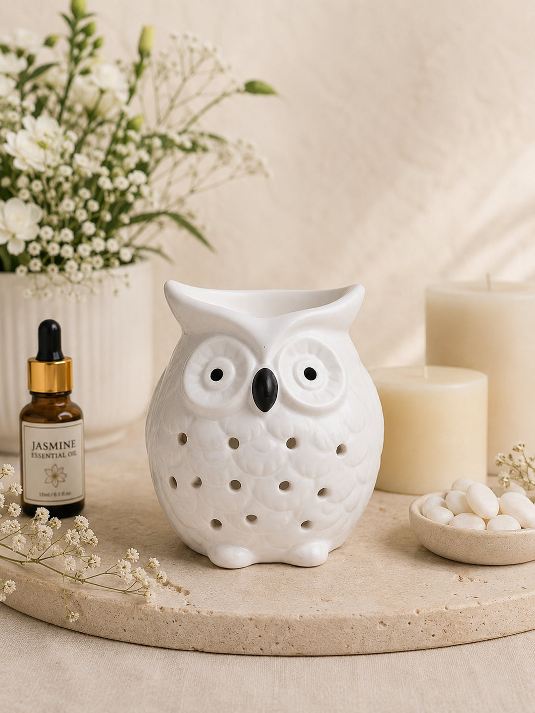 White & Black Ceramic Owl Aroma OilDiffusers