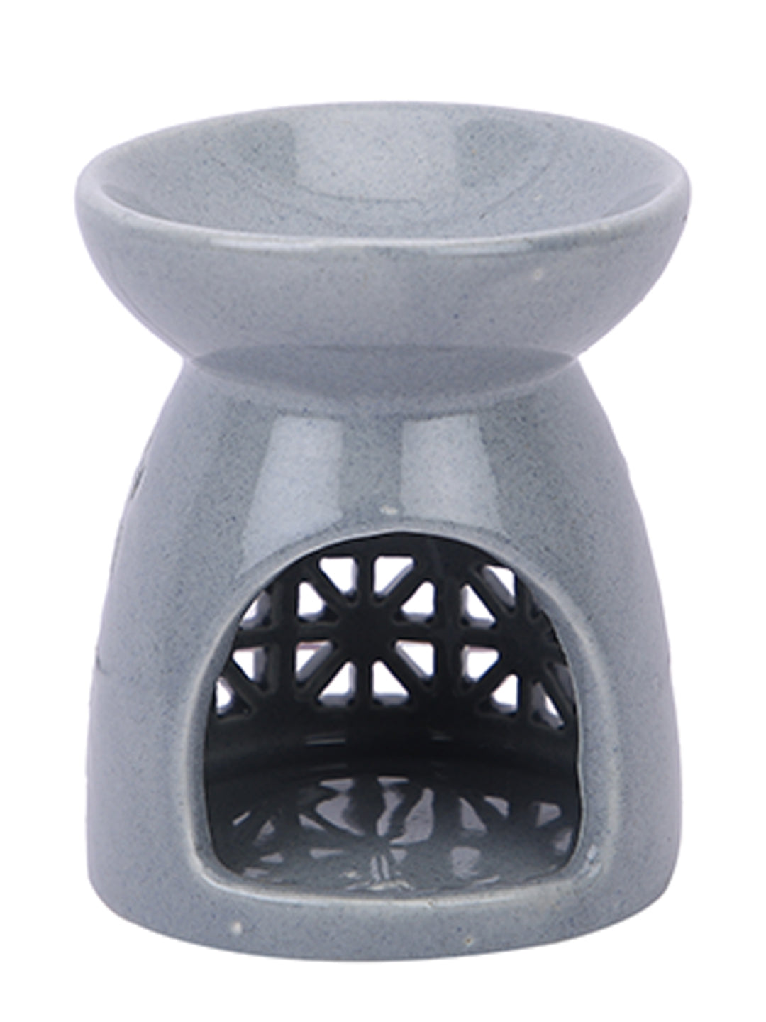 Modern Minimalist Ceramic Oil Burner With Intricate Geometric Cutwork