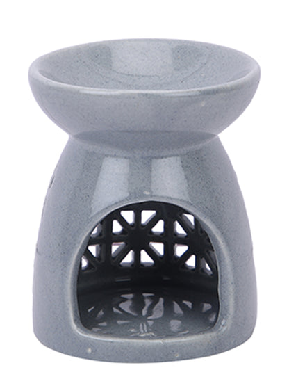 Modern Minimalist Ceramic Oil Burner With Intricate Geometric Cutwork