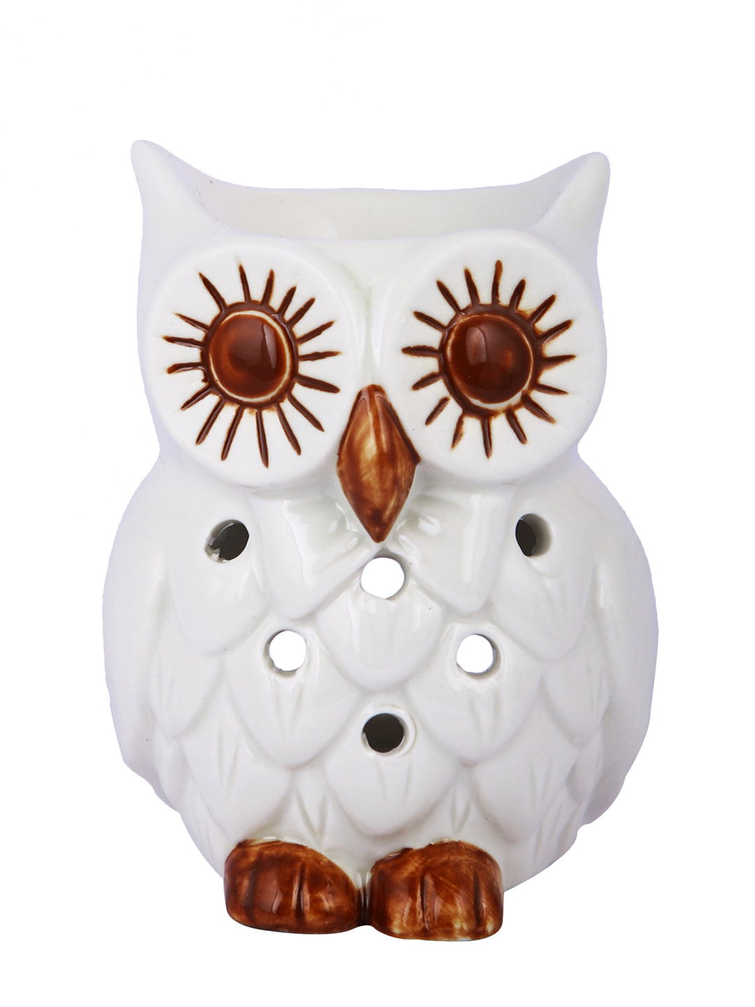White & Brown Textured Owl Ceramic Aroma OilDiffusers