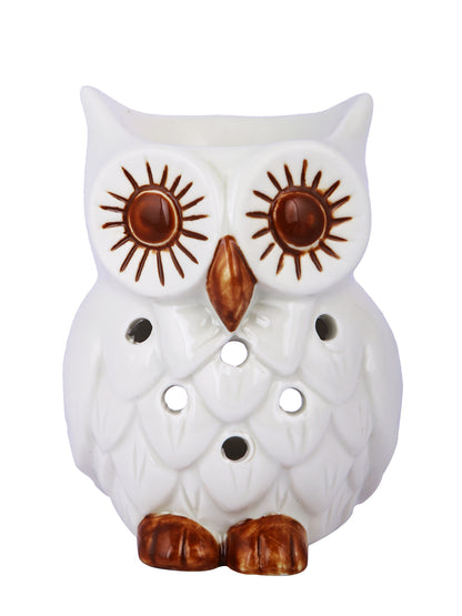 White & Brown Textured Owl Ceramic Aroma OilDiffusers
