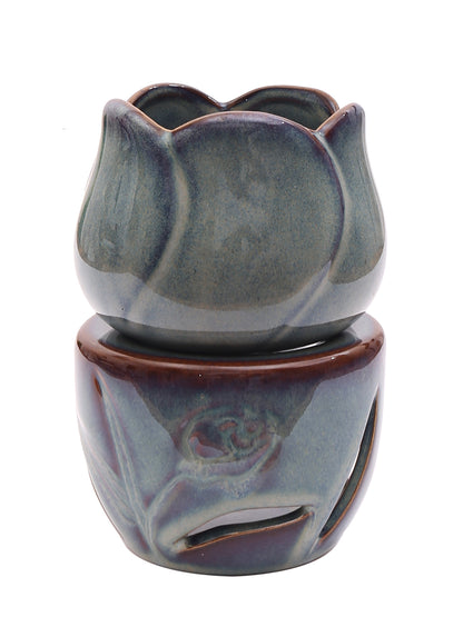 Artisanal Glazed Floral Ceramic Essential Oil Diffuser Luxury Ornament
