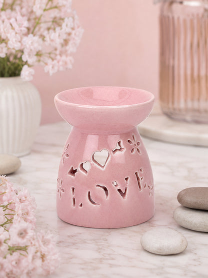 Artisanal Pastel Pink Ceramic Oil Burner For Sophisticated Homes