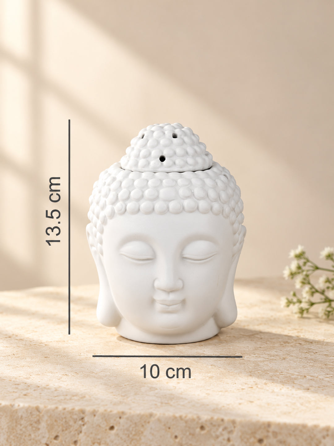 White Zen Gradient Buddha Head  Ceramic Aroma OilDiffusers