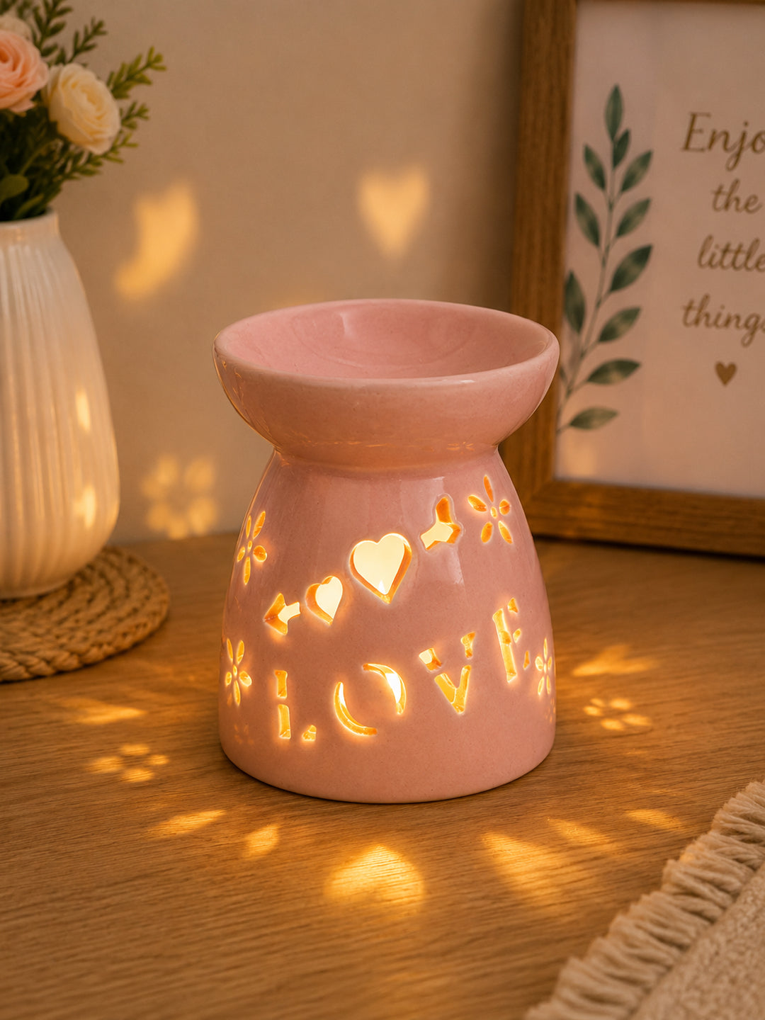 Artisanal Pastel Pink Ceramic Oil Burner For Sophisticated Homes