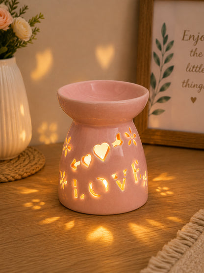 Artisanal Pastel Pink Ceramic Oil Burner For Sophisticated Homes