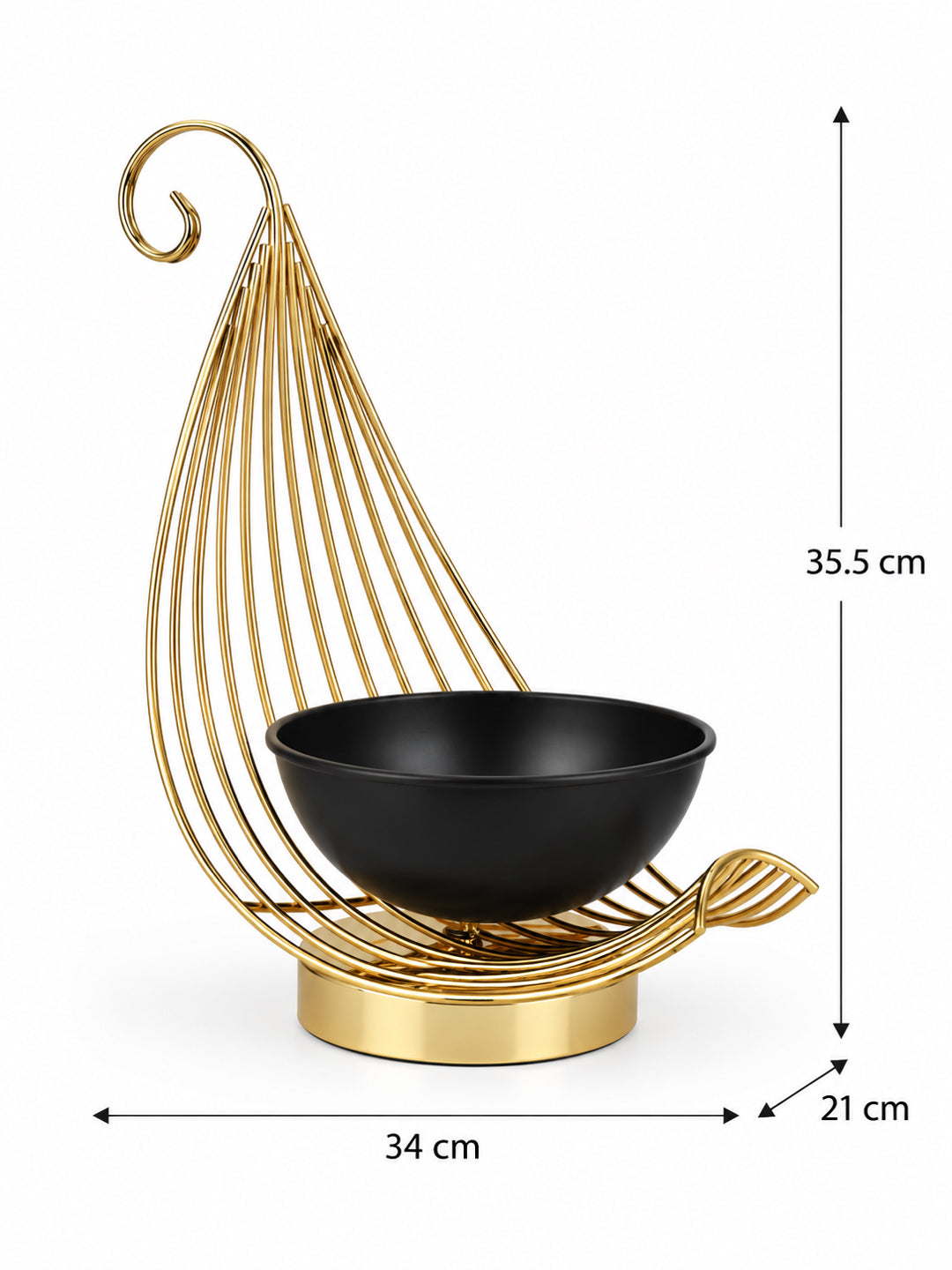 Gold Metal Hanging Candle Holder with Black Bowl