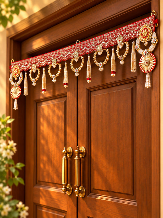 Pearl & Beaded Toran with Golden Tassels