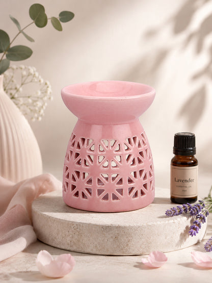 Contemporary Geometric Cutout Porcelain Aroma Diffuser in Dusty Rose