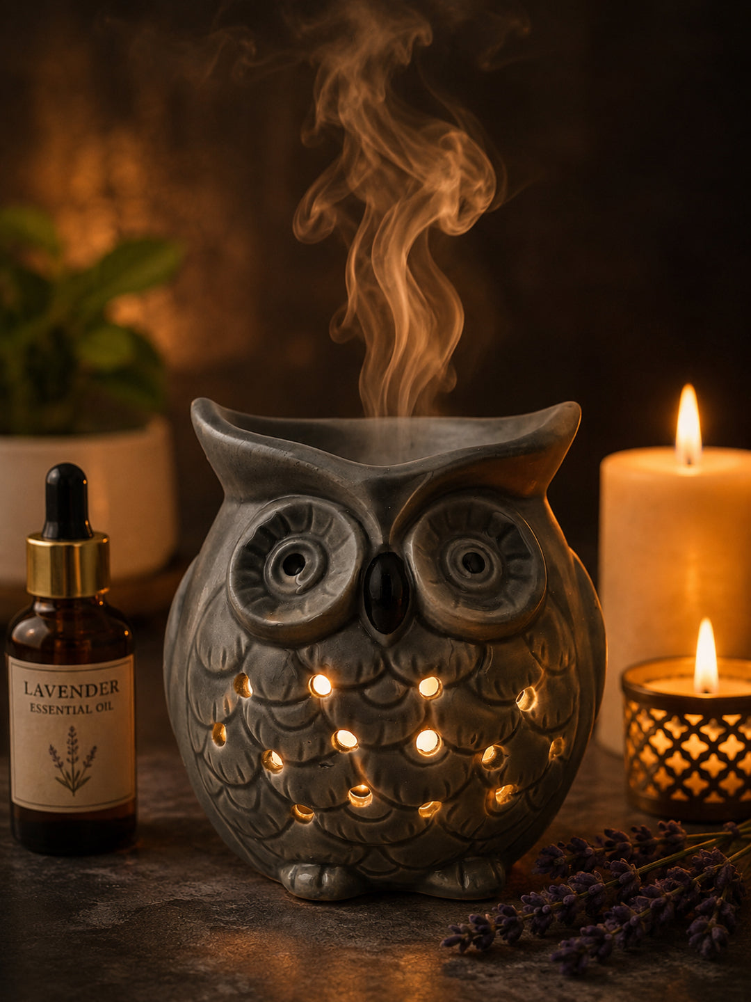 Grey & Black Ceramic Owl Aroma OilDiffusers