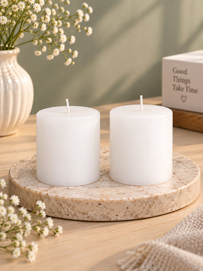 Set of 2 White Pillar Candles